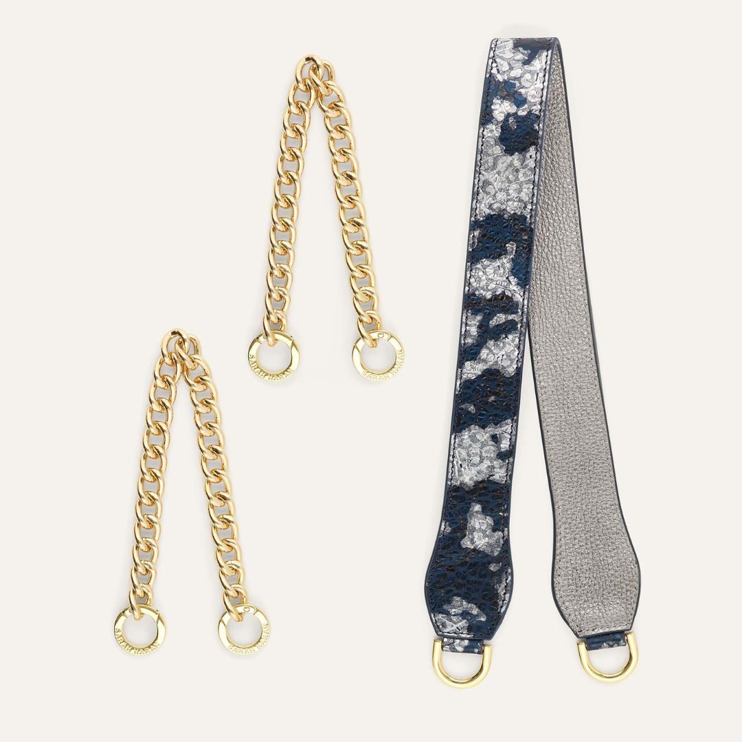 Gemini Strap | Midnight Pearl Titanium with Gold hardware