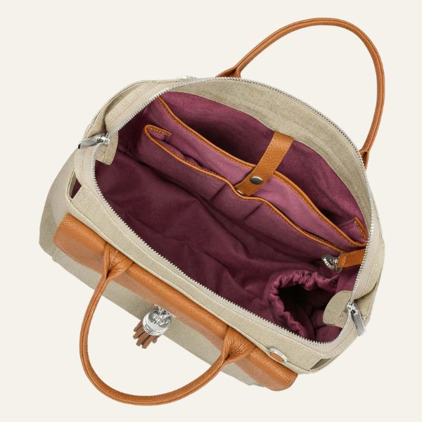 Poppy Backpack - Tweed | Sand Tan with Silver hardware