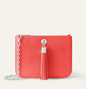 Ivy Clutch Bag | Coral with Silver hardware