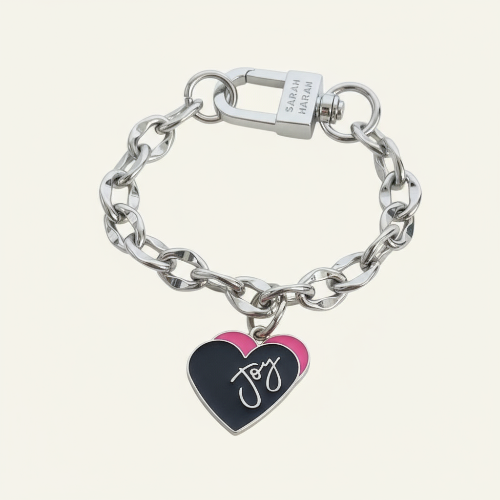 Bracelet | Pink Heart with Silver hardware