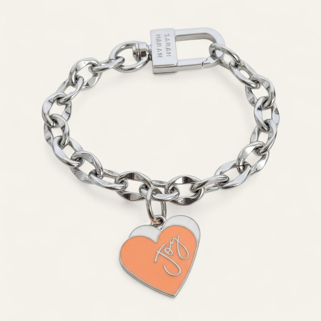 Bracelet | Coral Heart with Silver hardware