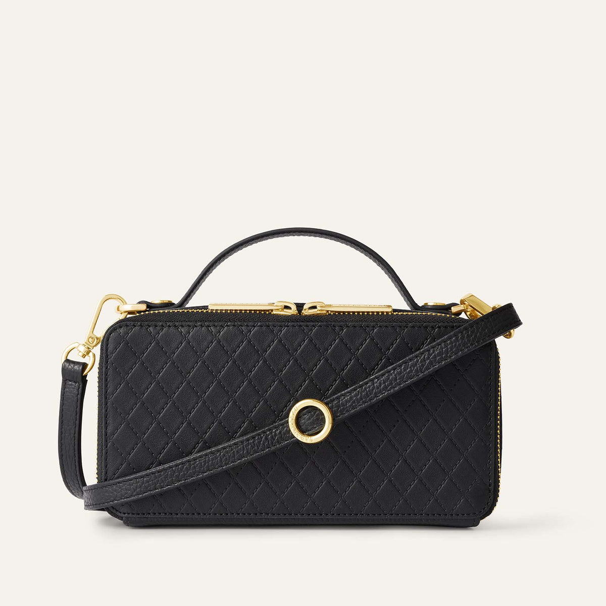Marie Handbag | Quilted Black with Gold hardware