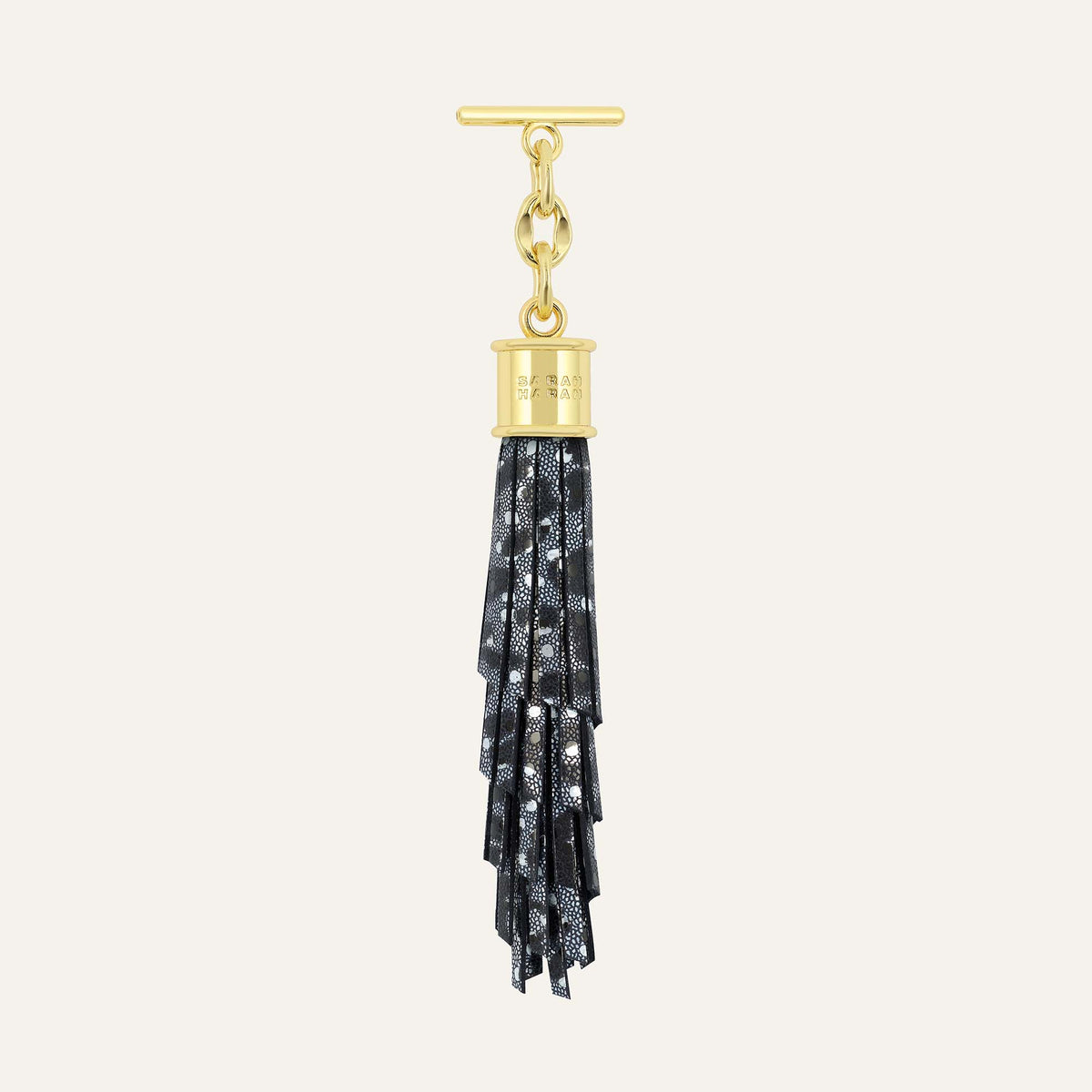 Feather Capsule Tassel Mini | Blue Leopard with Gold hardware