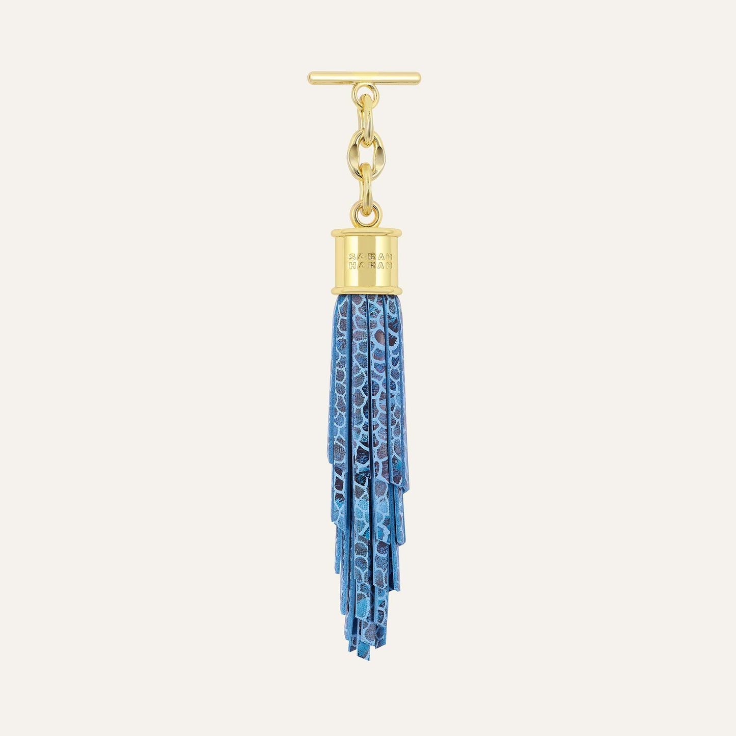 Feather Capsule Tassel Mini | Blue Mosaic with Gold hardware