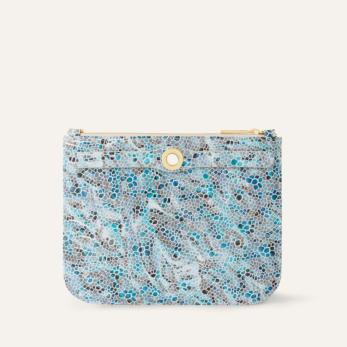 Ivy Clutch Bag | Blue Mosaic with Gold hardware