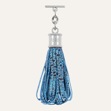 Lantern Tassel | Blue Mosaic with Silver hardware