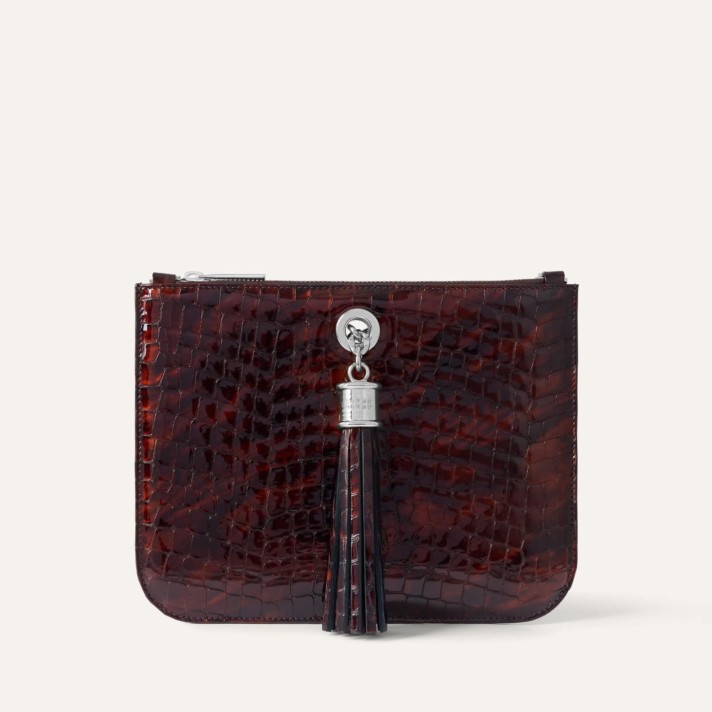 Dahlia Tote | Tortoiseshell Patent Croc with Silver hardware