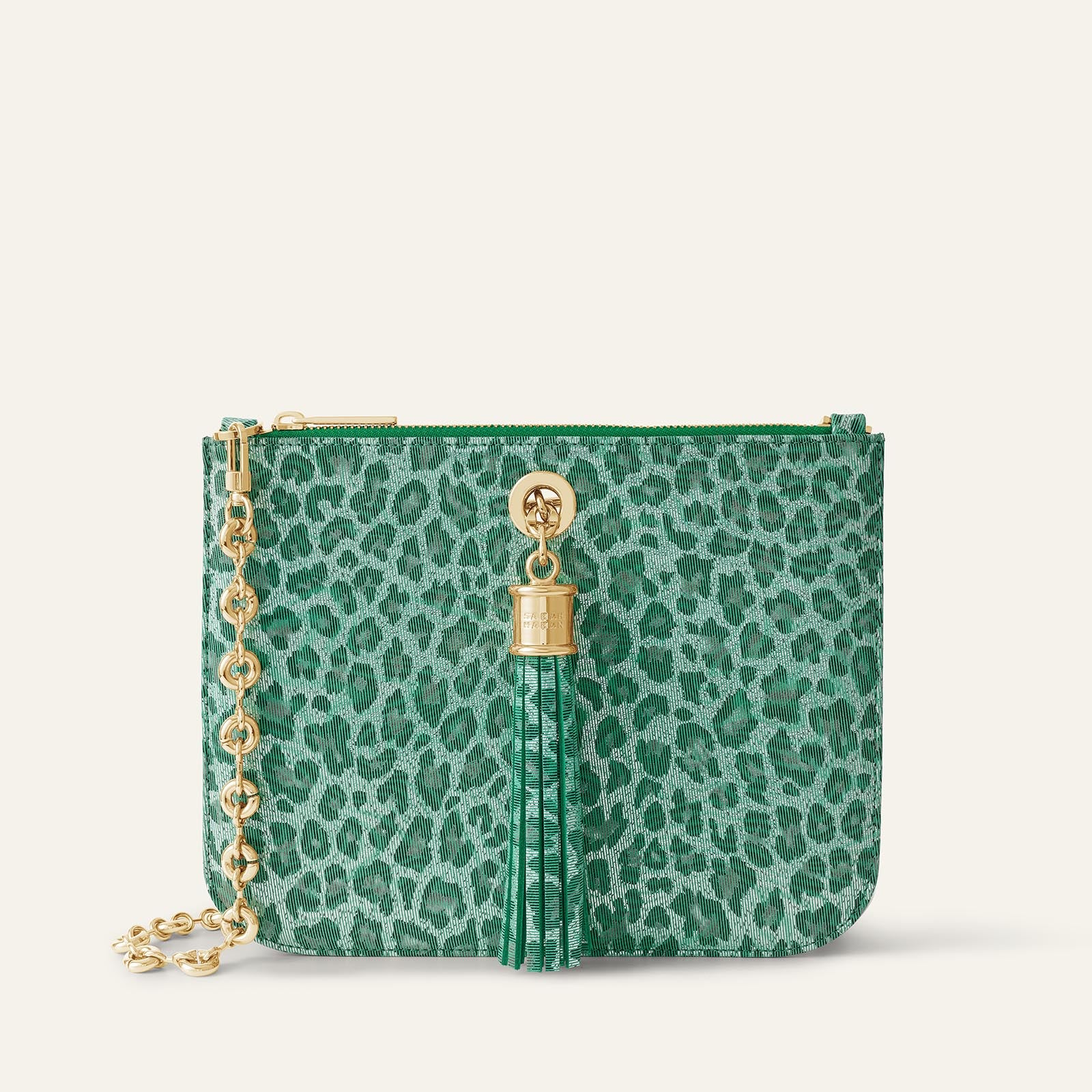 Caribbean Dreams Sarah Haran Ivy Pouch with Gold hardware Front G37 G