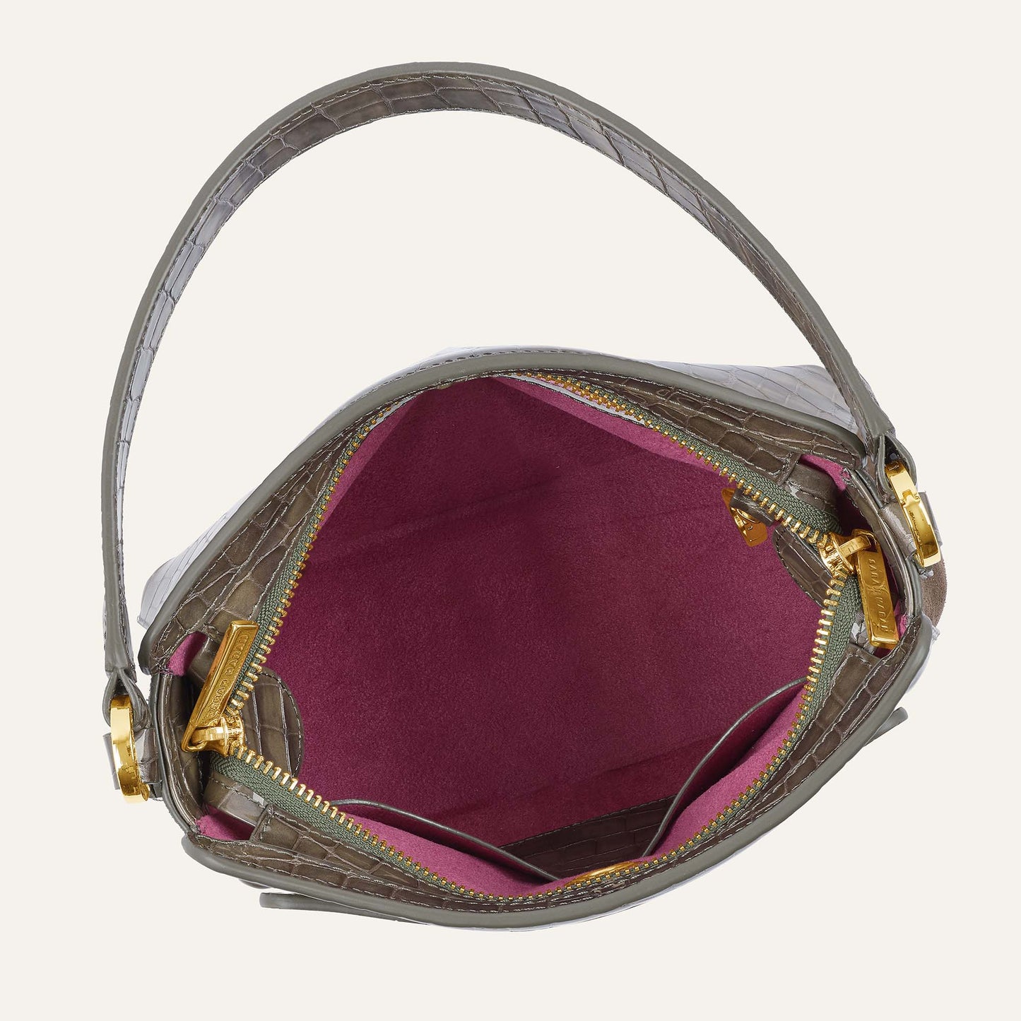 Rosa Handbag | Flint Patent Croc with Gold hardware
