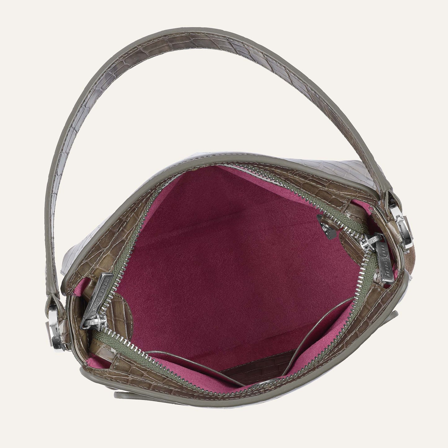 Rosa Handbag | Flint Patent Croc with Silver hardware