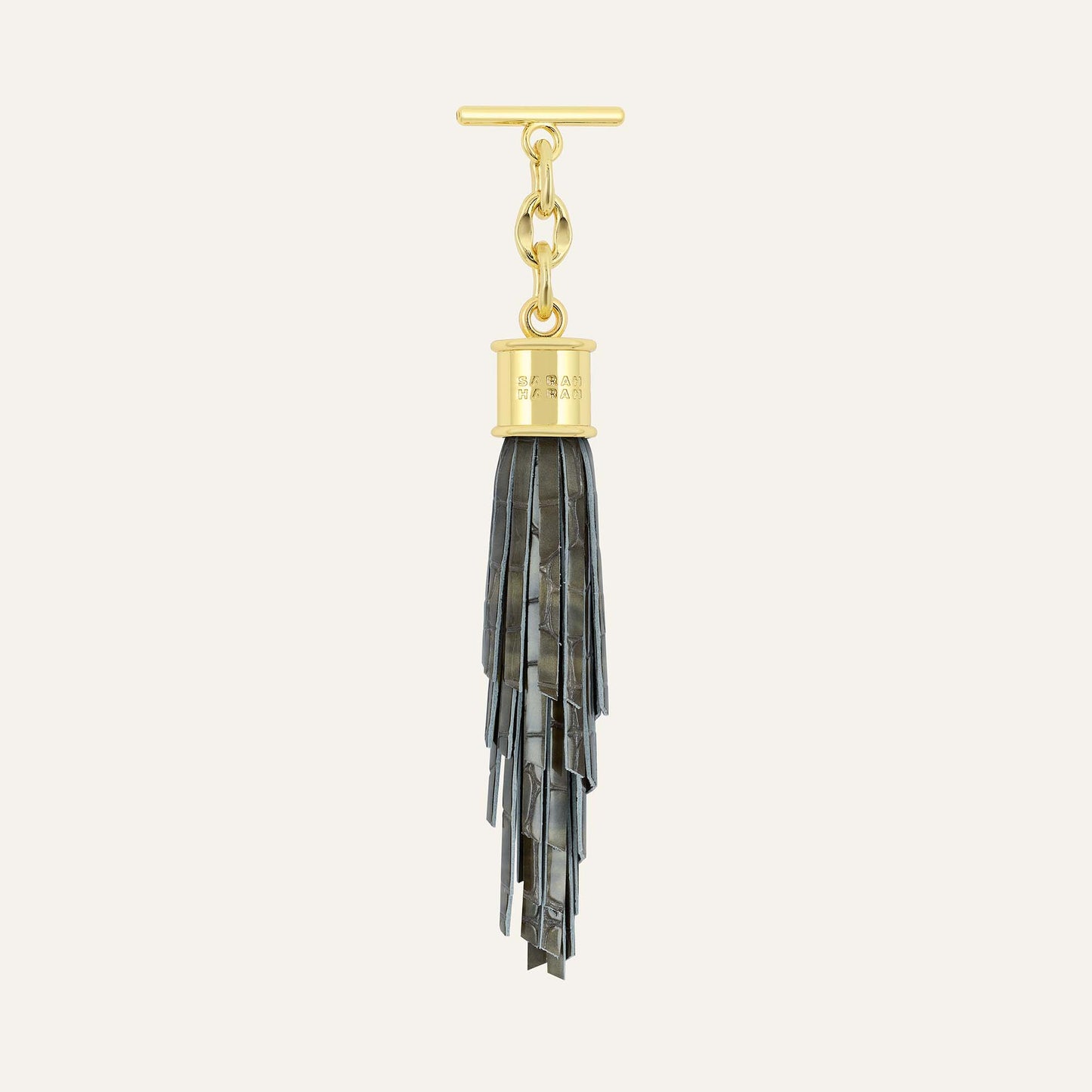 Feather Capsule Tassel Mini | Flint Patent with Gold hardware