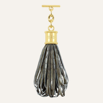 Lantern Tassel | Flint Patent with Gold hardware