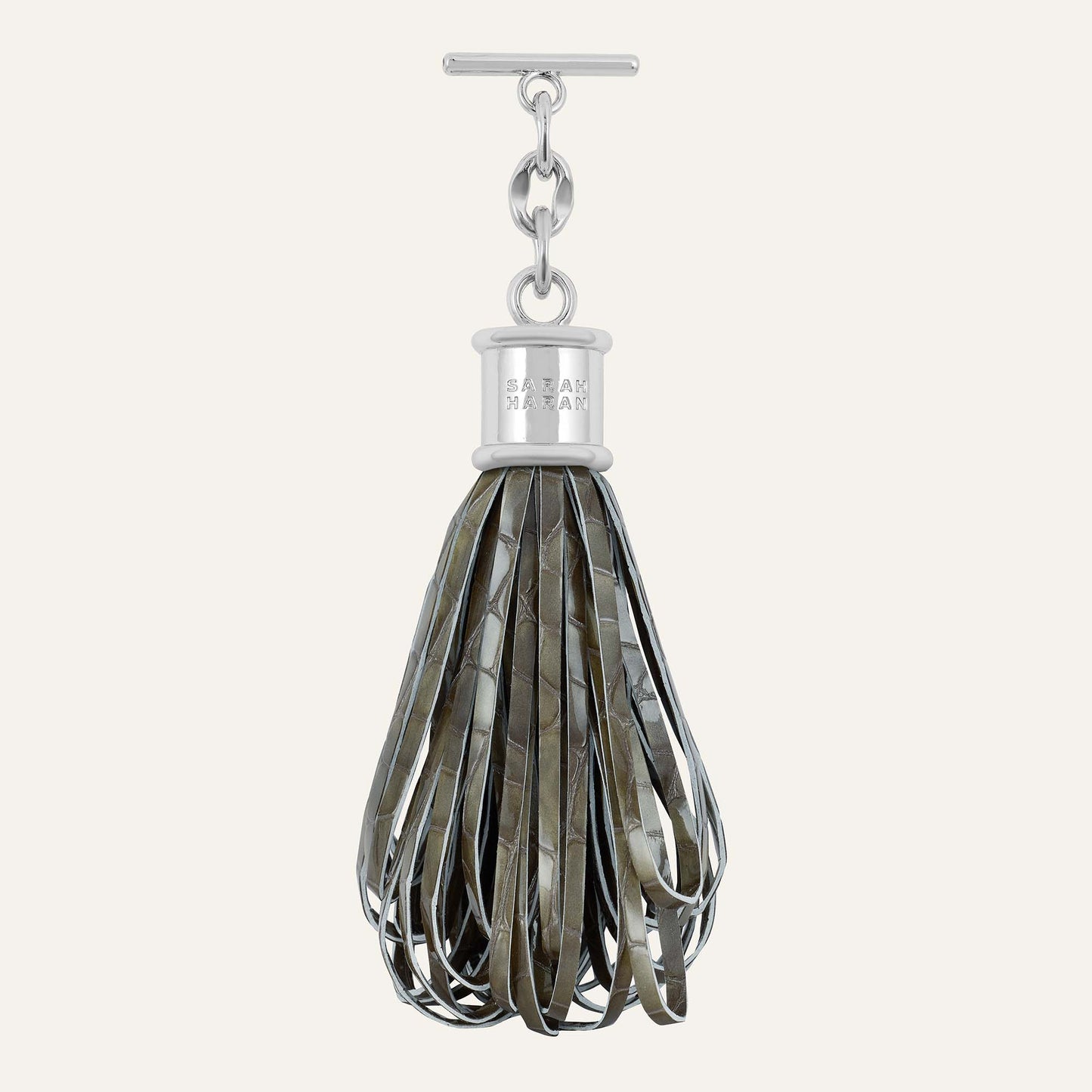 Lantern Tassel | Flint Patent with Silver hardware
