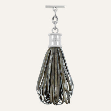Lantern Tassel | Flint Patent with Silver hardware