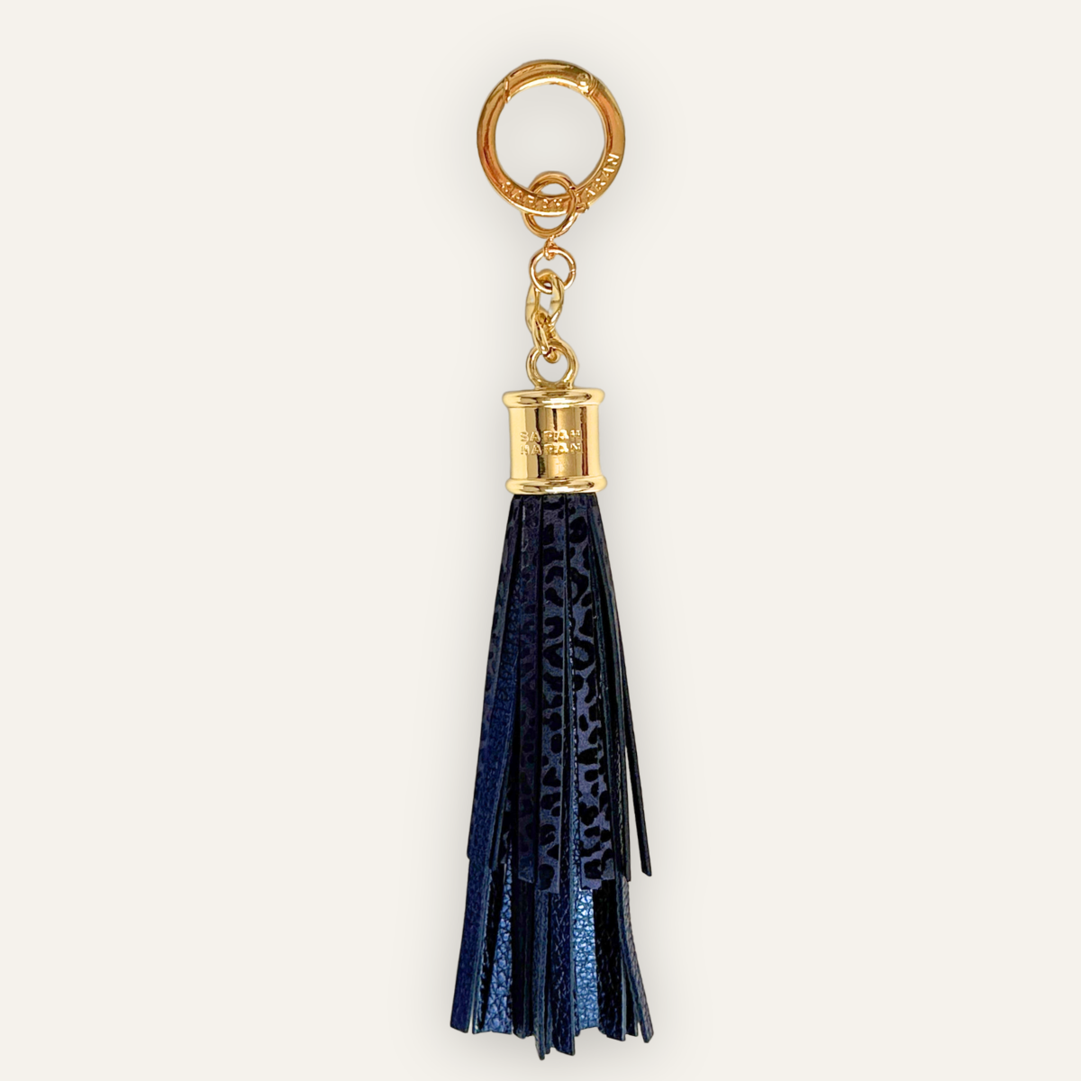 Fringe Charm | Navy Leopard with Gold hardware