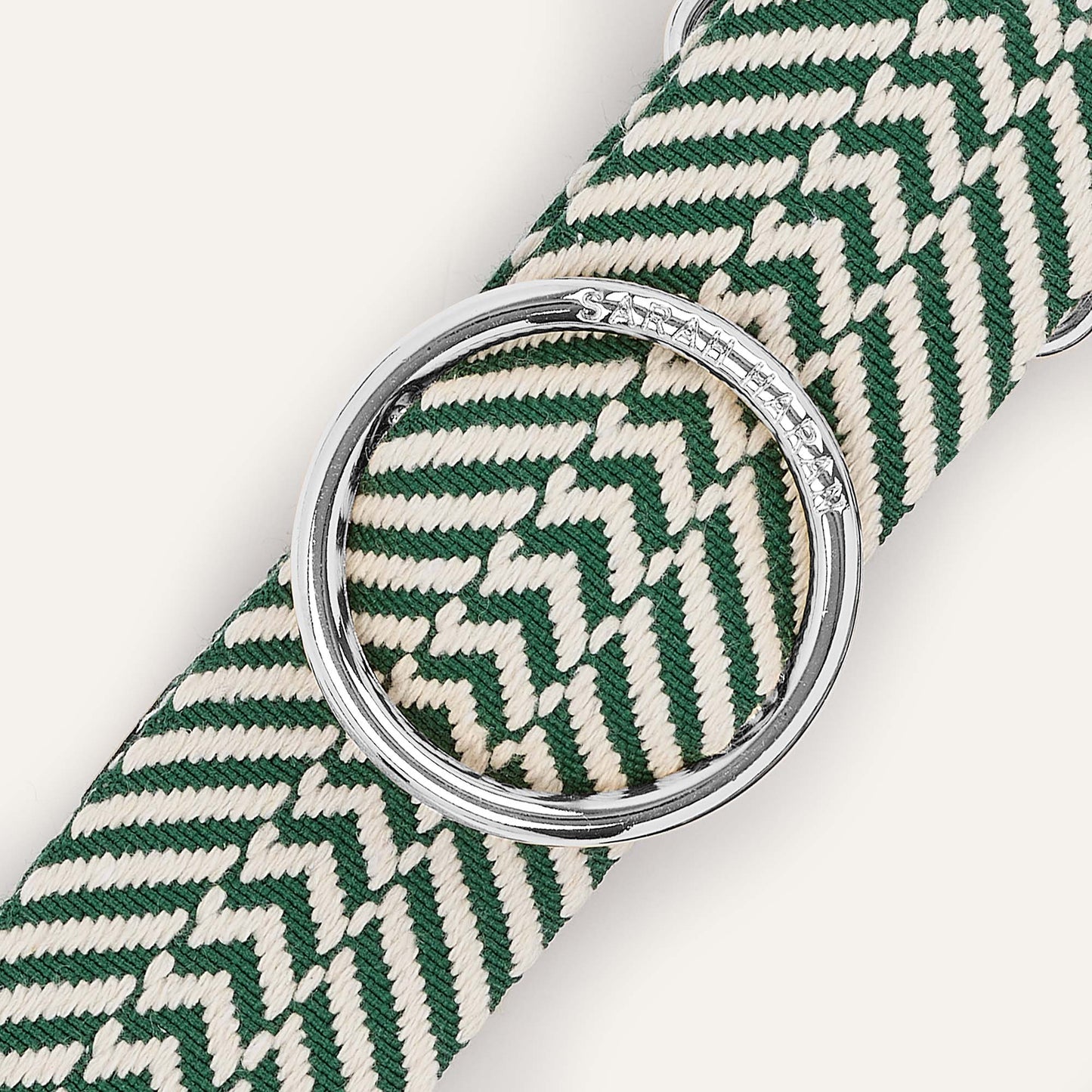 River Strap | Green Chevron with Silver hardware