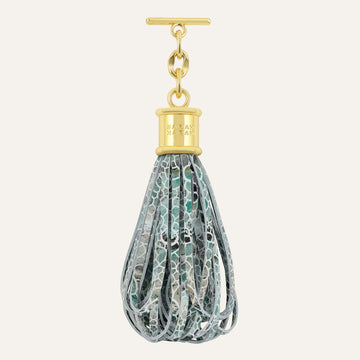 Lantern Tassel | Green Mosaic with Gold hardware