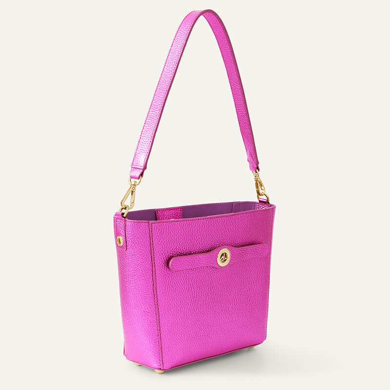 Sarah Mini | Metallic Magenta with Gold hardware