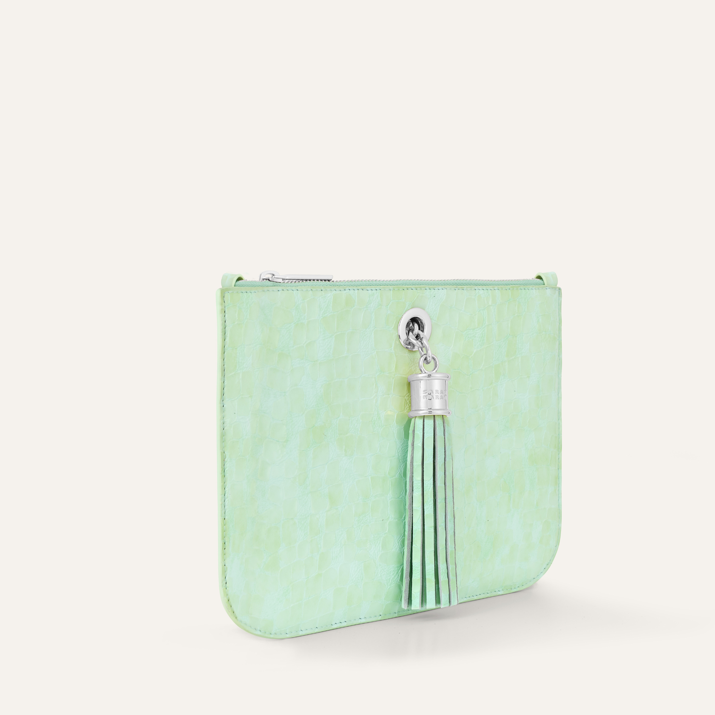 Ivy | Mint Patent Croc with Silver hardware