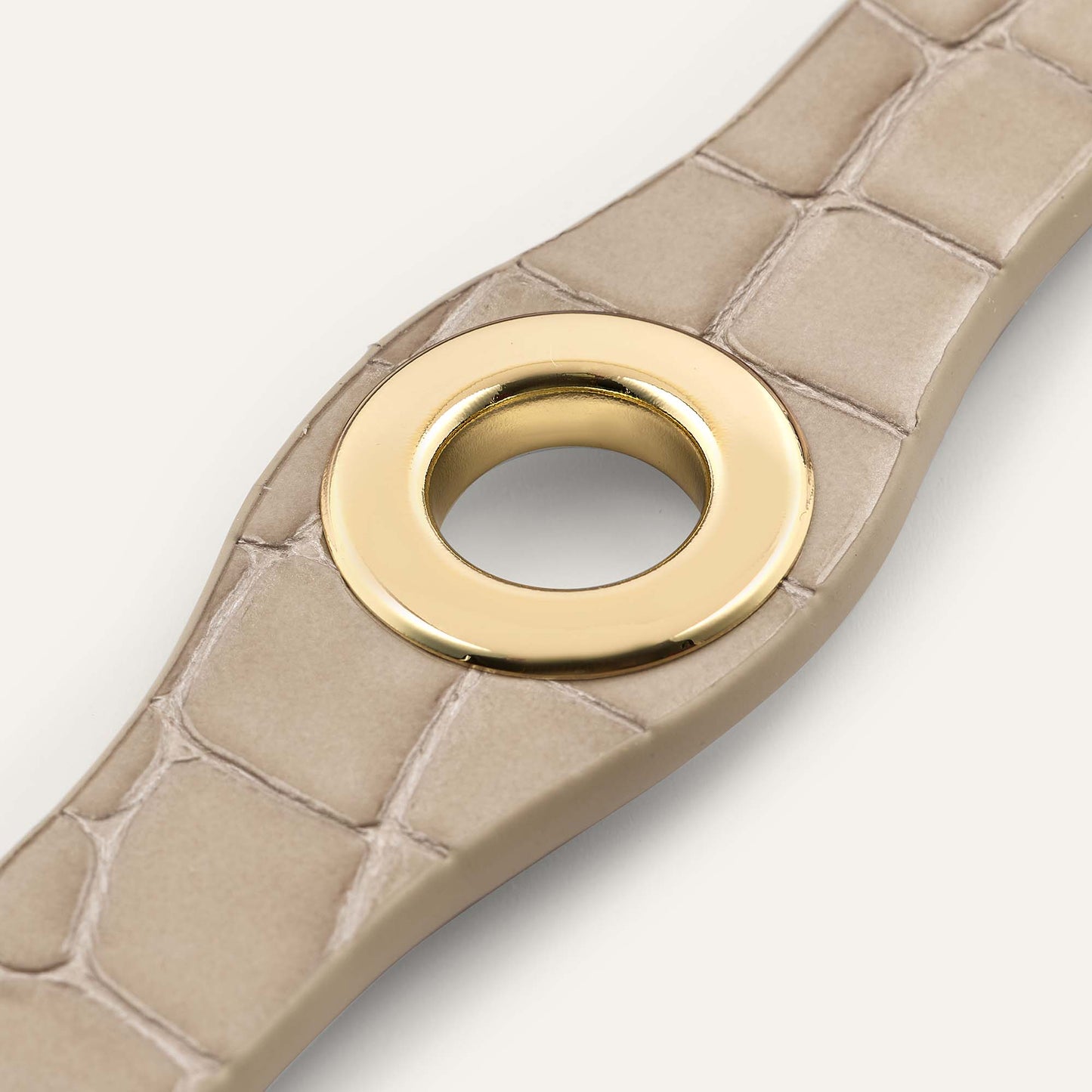 Deco Popper | Mocha Patent Croc with Gold hardware