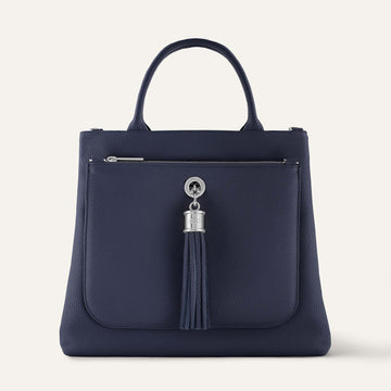 Dahlia Tote | Navy with Silver hardware