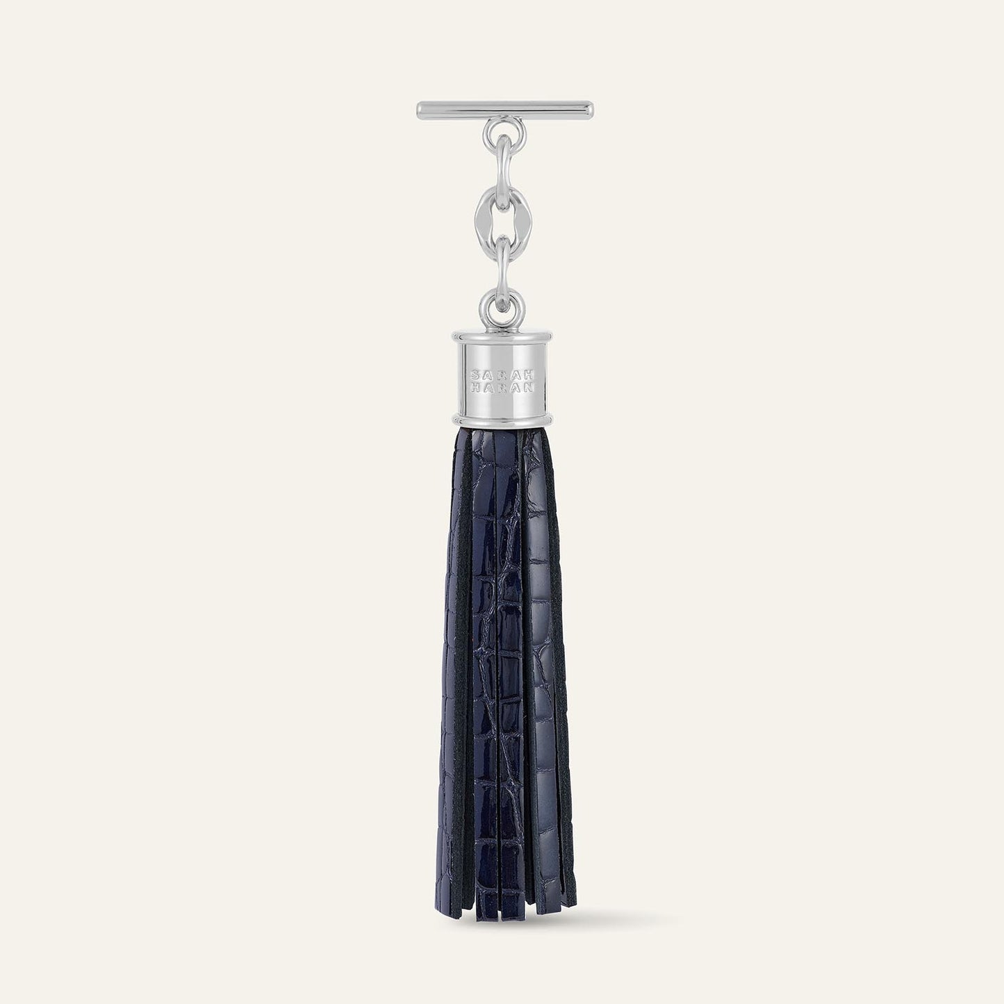 Capsule Tassel | Navy Patent Croc with Silver hardware