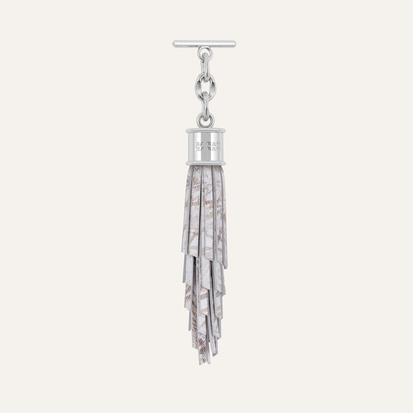 Feather Capsule Tassel Mini | Palms with Silver hardware
