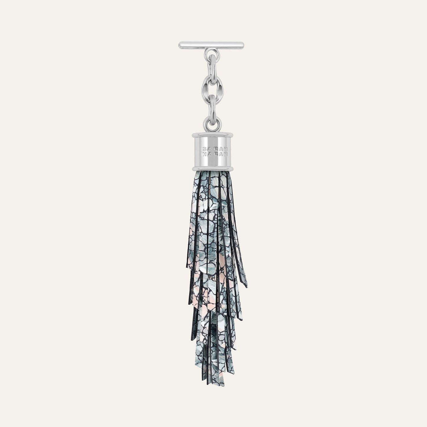 Feather Capsule Tassel Mini | Peach Mosaic with Silver hardware