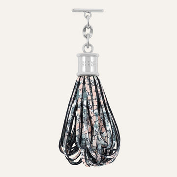 Lantern Tassel | Peach Mosaic with Silver hardware