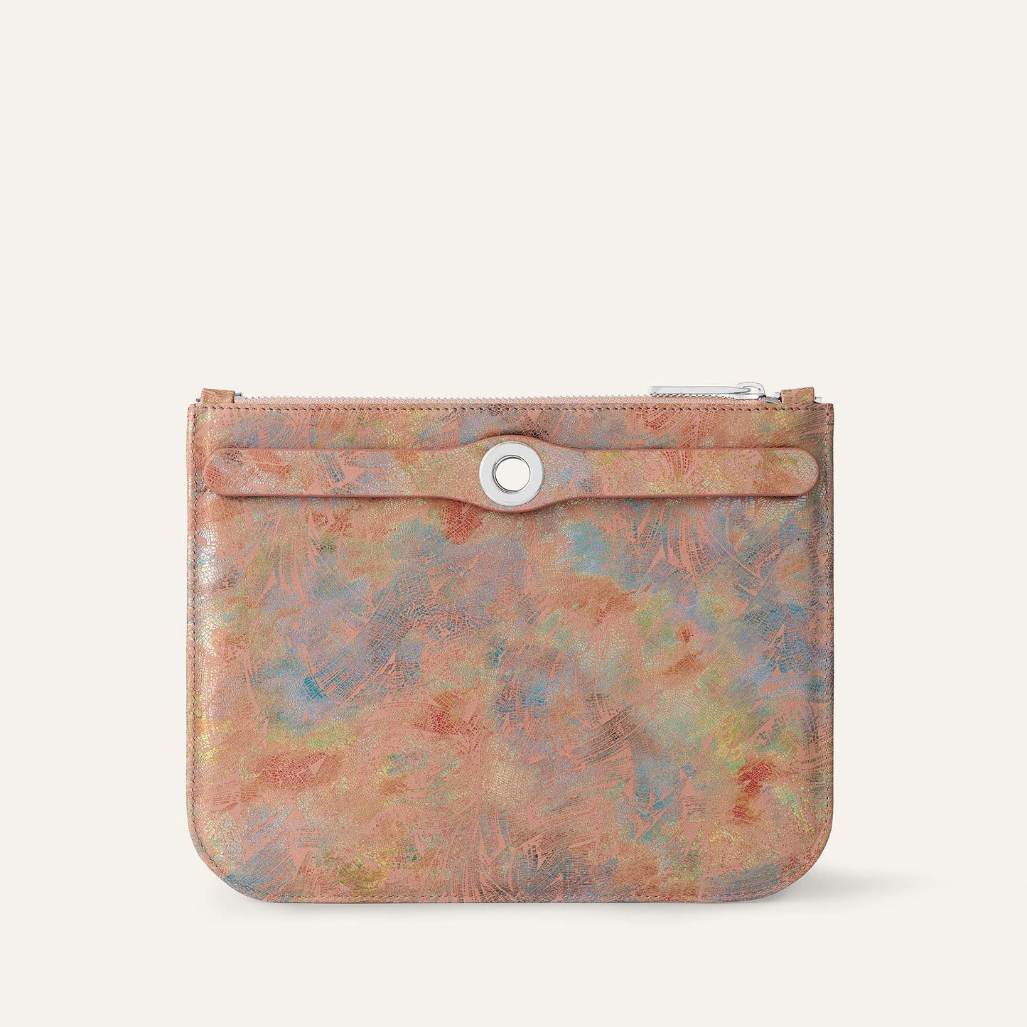 Ivy Clutch Bag | Peach Strokes with Silver hardware