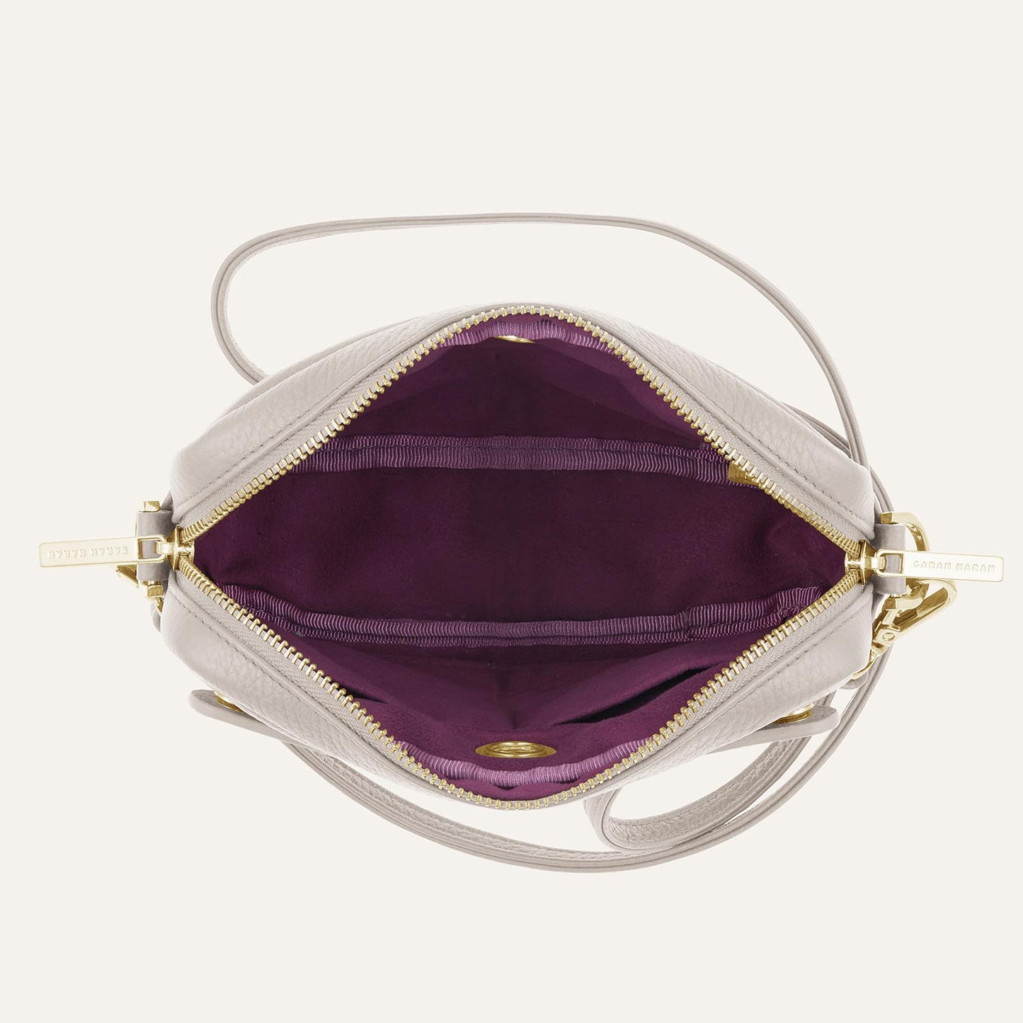 Porcelain Sarah Haran Millie Crossbody with Gold hardware Overhead C02 G