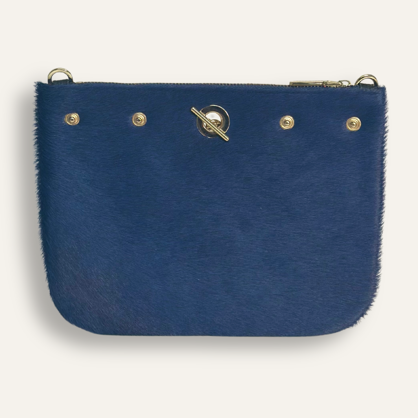 Preloved Ivy Clutch | Blue Fluffy with Gold hardware