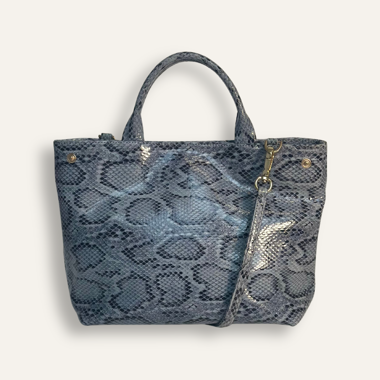 Preloved Mini D Tote | Blue Python with Gold hardware