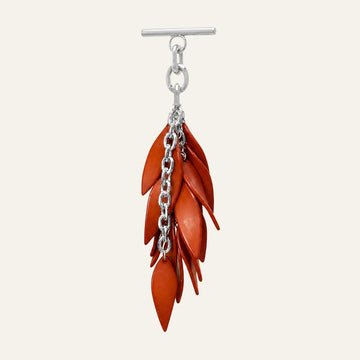 Aurora Feather Tassel | Rust with Silver hardware