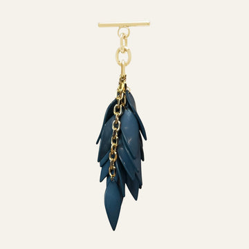 Aurora Feather Tassel | Teal with Gold hardware
