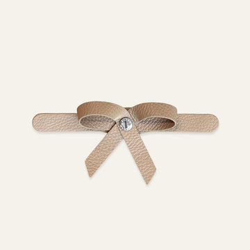 Petite Bow Mini | Taupe with Silver hardware