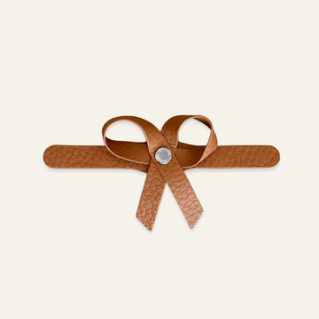 Petite Bow Mini | Tan Bicouture with Silver hardware