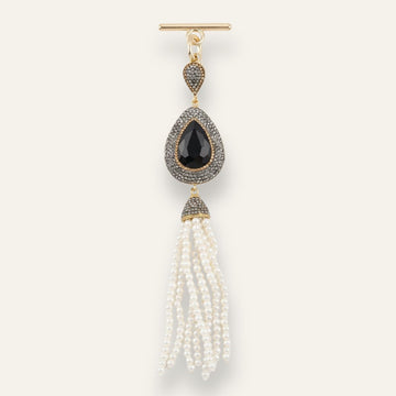 Joyful Jewel Tassel | Black Pearl with Gold hardware