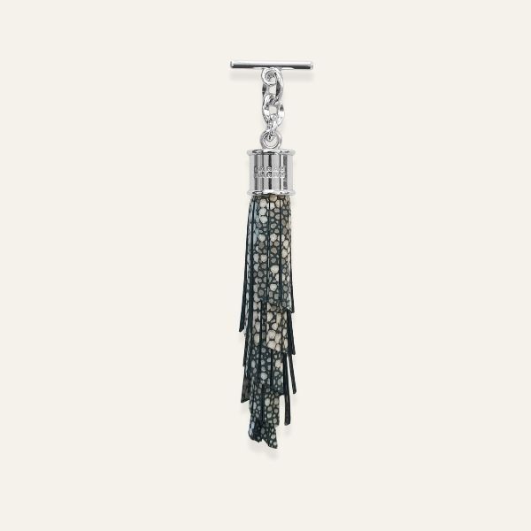Feather Capsule Tassel Mini | Multi Shagreen with Silver hardware