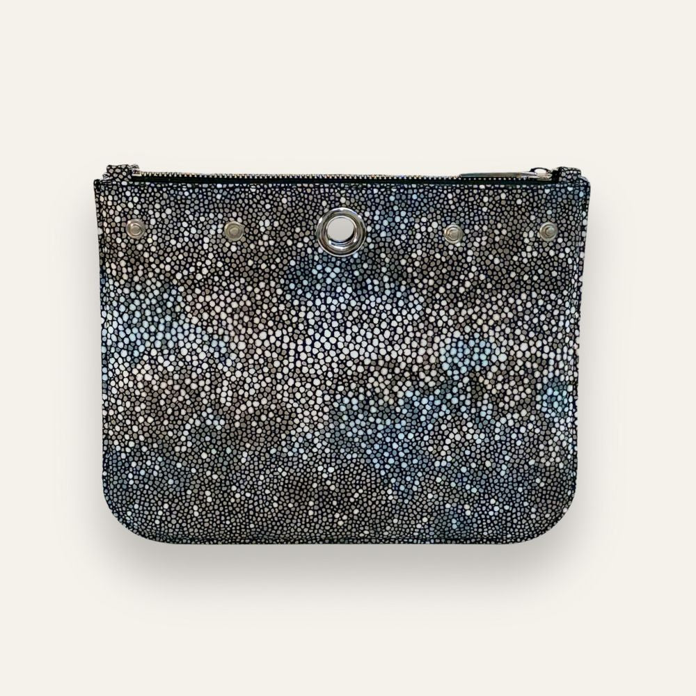 Preloved Ivy Clutch | Multicolour Shagreen with Silver hardware