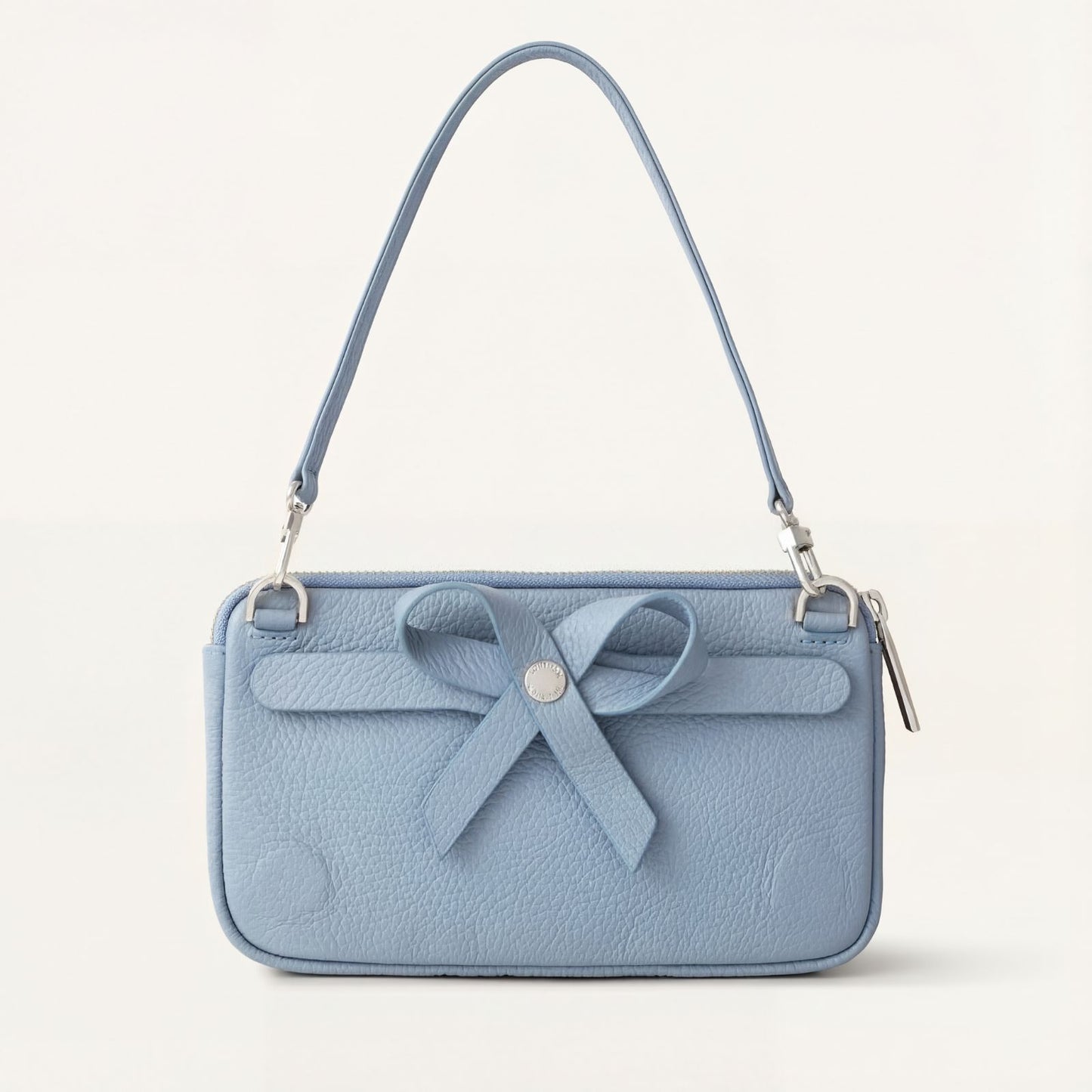 Complimentary Bag | Sky Blue Leopard Duck Egg with Silver hardware
