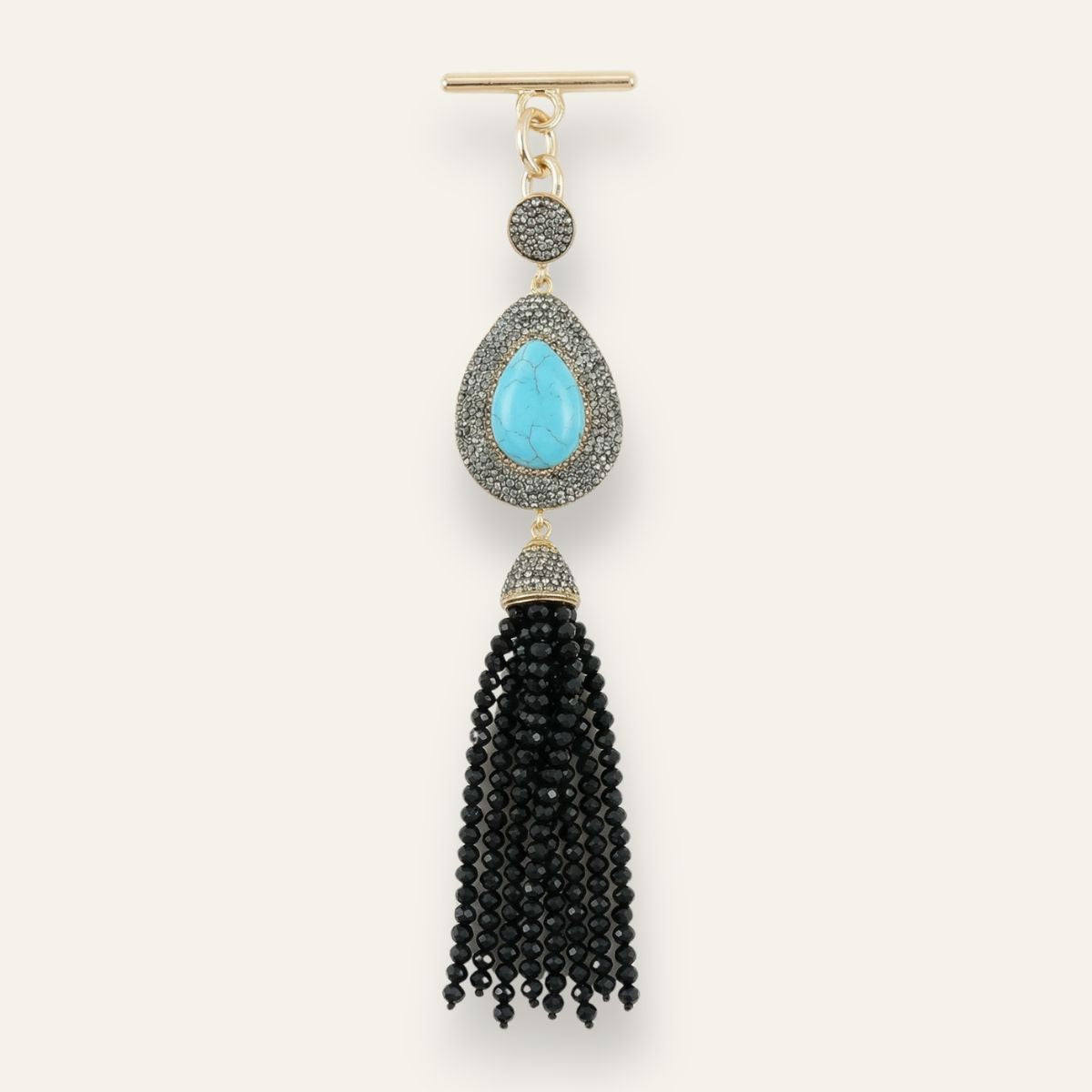 Joyful Jewel Tassel | Turquoise with Gold hardware