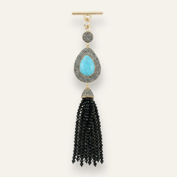 Joyful Jewel Tassel | Turquoise with Gold hardware