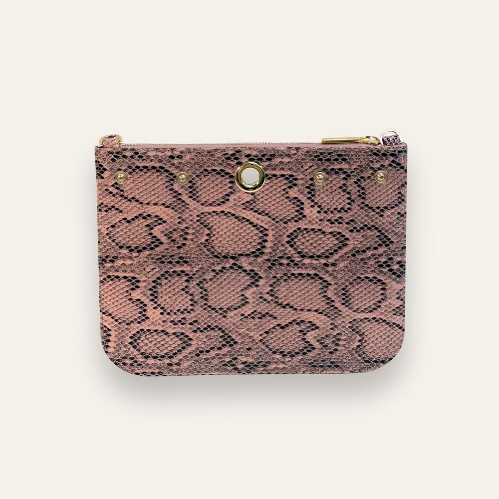 Preloved Ivy Clutch | Pink Python with Gold hardware