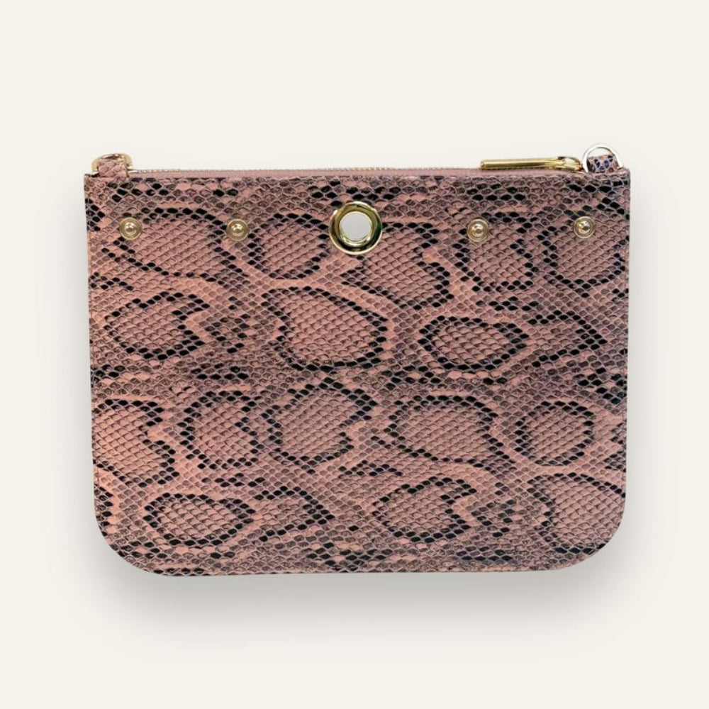 Preloved Ivy Clutch | Pink Python with Gold hardware