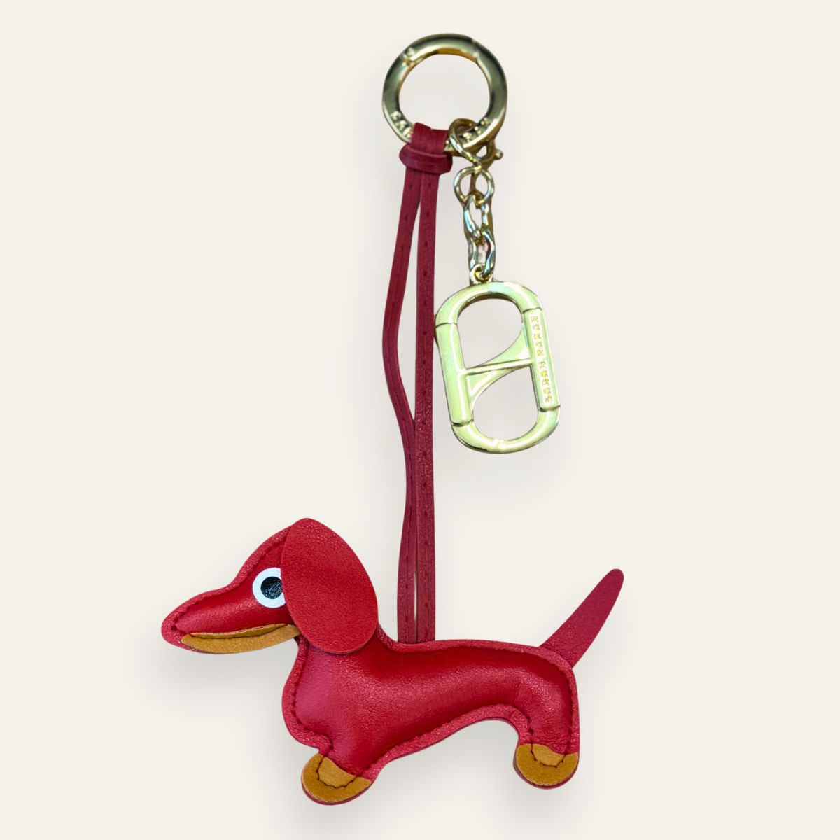 Sausage Dog Bag Charm | Red with Gold hardware