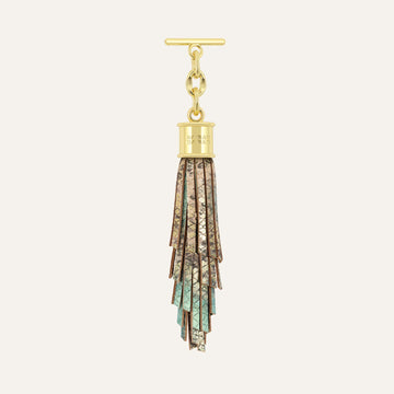 Feather Capsule Tassel Mini | Serpentina with Gold hardware