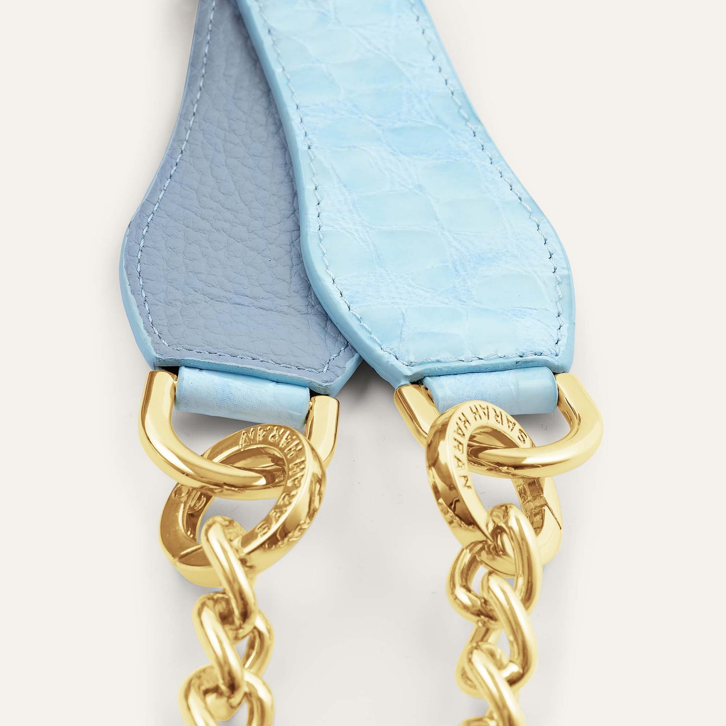 Complimentary Gift | Sky Blue Patent Croc Duck Egg with Gold hardware