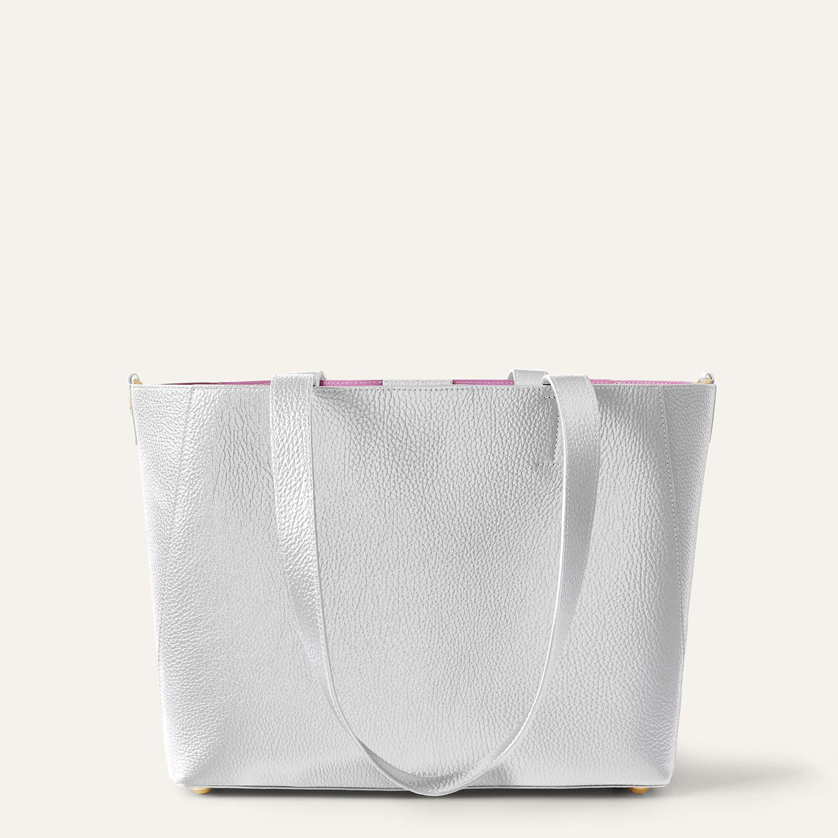 Sarah Tote | Shimmer Metallic Silver with Gold hardware