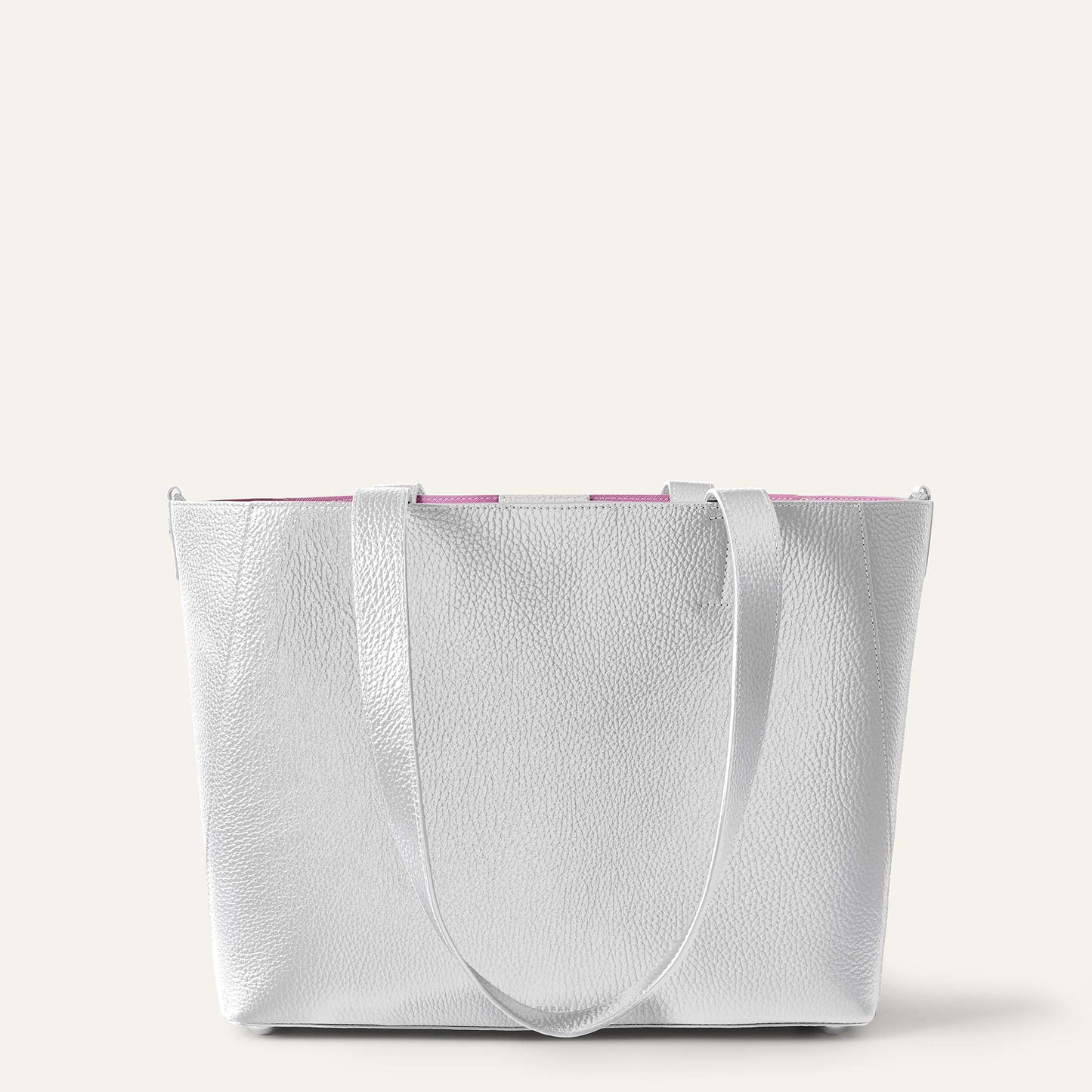 Sarah Tote | Shimmer Metallic Silver with Silver hardware